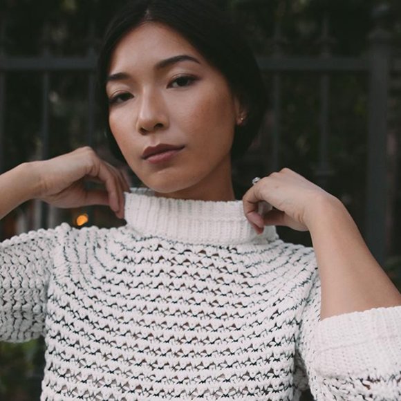 Margaret O'Leary Sweaters - Margaret O'Leary White Crochet Mock Neck Sweater